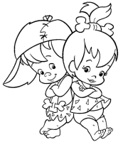 A coloring page of the flintstones